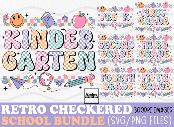 Retro Checkered School Bundle SVG PNG Review