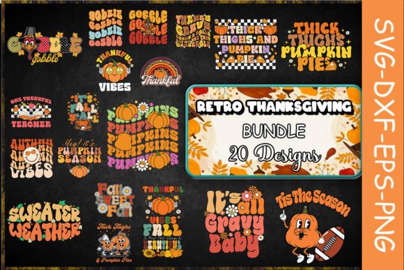 Retro Thanksgiving SVG Bundle for Festive Embroidery